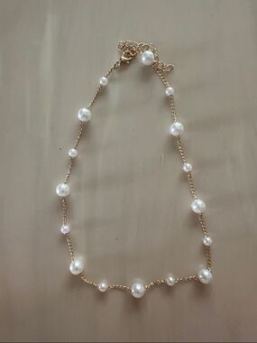 Pearl Bead Gold Chain Necklace - Women Jewelry